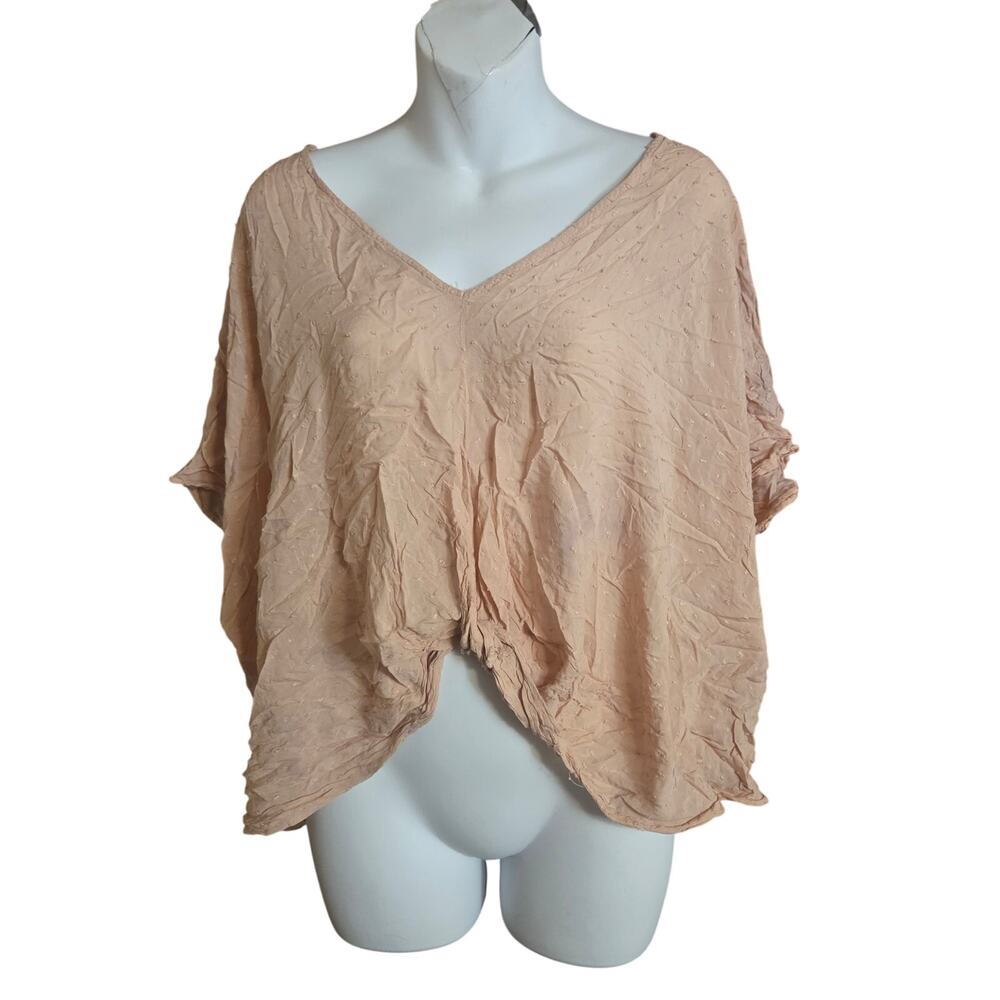 Favlux Fashion Peach Crinkle Dot Top Size 1X Flowy Swiss Dot